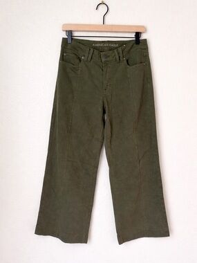 American Eagle Low Rise Baggy Jeans size 2 Short Olive Green Wide Leg Y2K